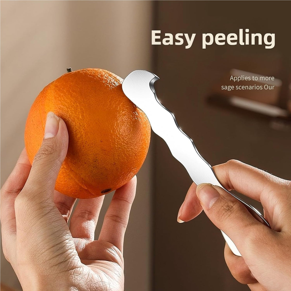 Orange Peeler Tool & Citrus Peeler- 304 Stainless Steel Fruit Peeler for Oranges, Grapefruits, Lemons | Ergonomic Safe Cutter & Slicer, Easy Peel Skin Remover