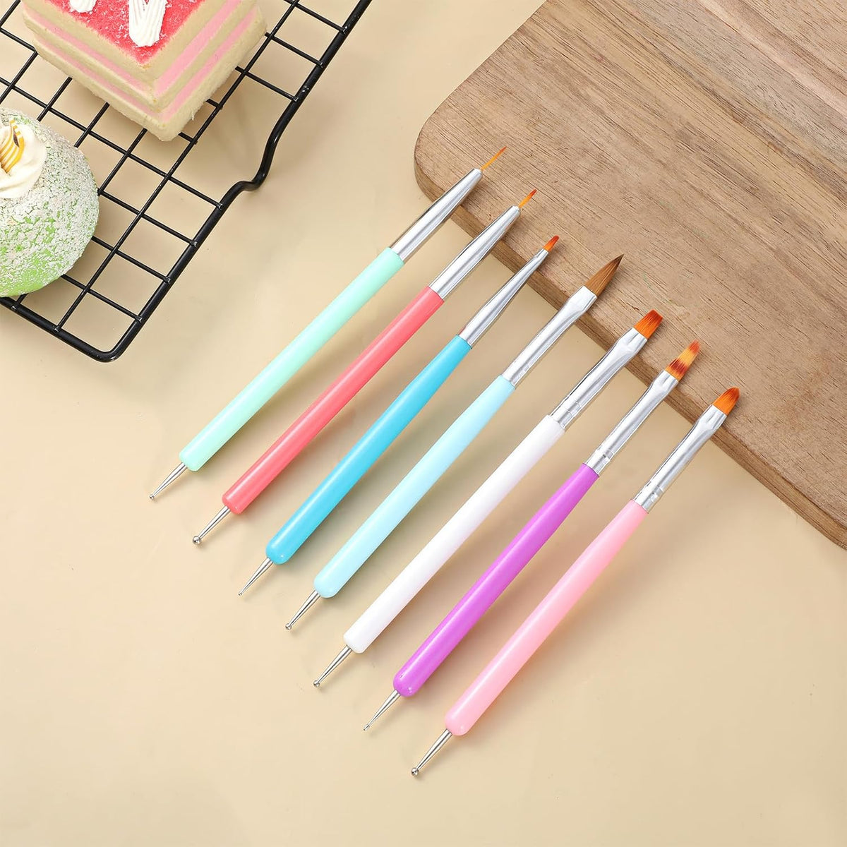 7 Pcs Food Paint Brush, Cookie Decorating Tools Food Brushes for Cooking for Pastry Cookie and Cakes Decoration Candy Decorating Baking Fondant Decoration