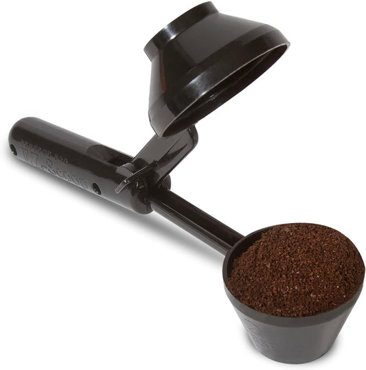 EZ-Scoop Coffee Scooper & Funnel for Reusable K Cup Pods | Patented Scoop-Flip-Dispense Design, Built-in Funnel, 2 Tbsp Capacity, For Precise One-Handed Filling with Less Mess