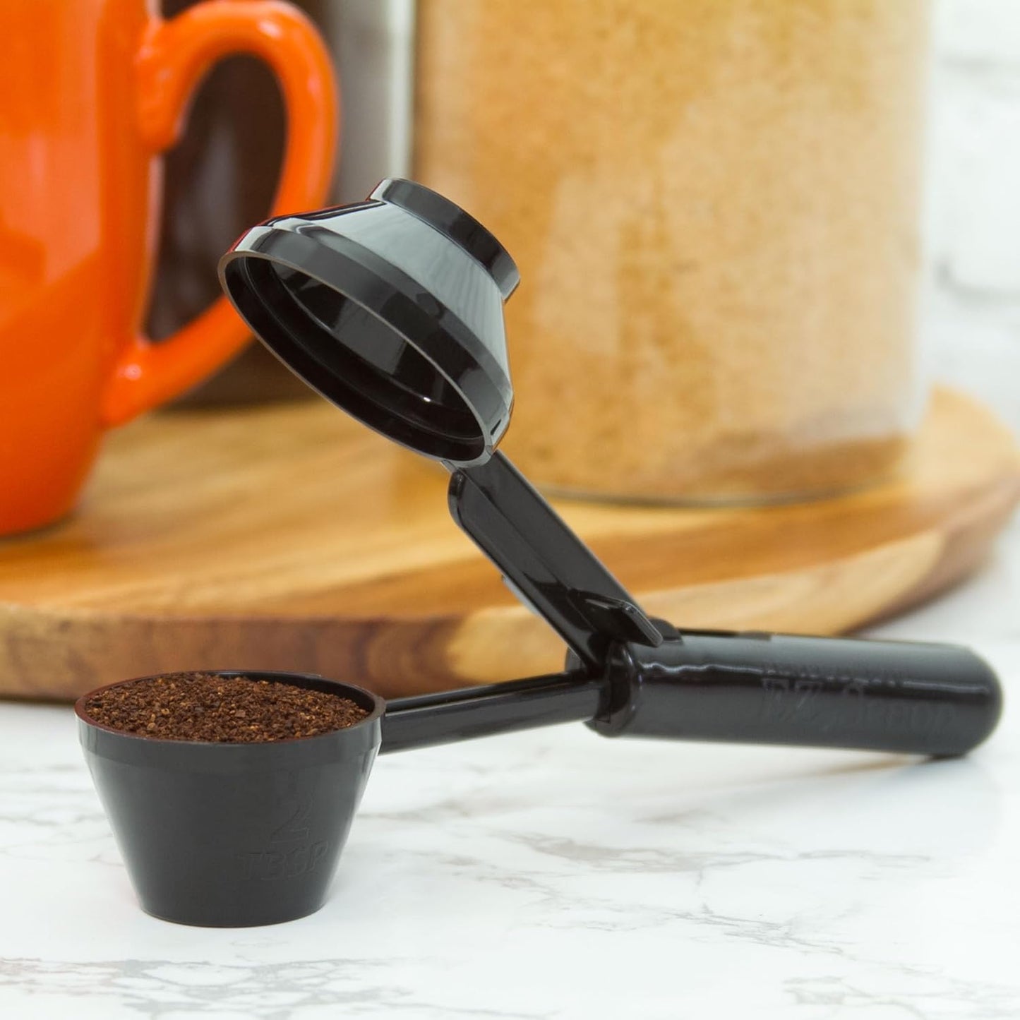 EZ-Scoop Coffee Scooper & Funnel for Reusable K Cup Pods | Patented Scoop-Flip-Dispense Design, Built-in Funnel, 2 Tbsp Capacity, For Precise One-Handed Filling with Less Mess