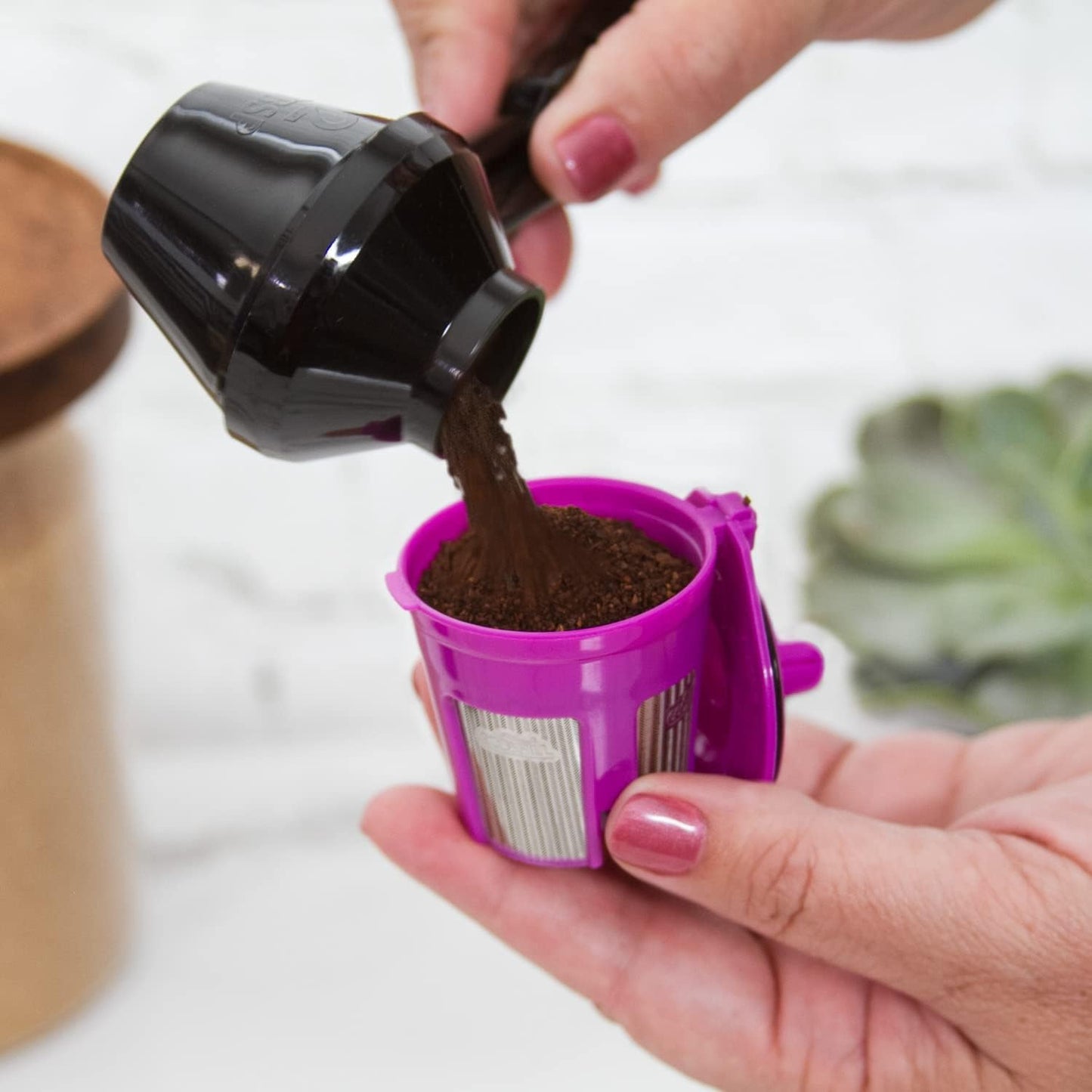 EZ-Scoop Coffee Scooper & Funnel for Reusable K Cup Pods | Patented Scoop-Flip-Dispense Design, Built-in Funnel, 2 Tbsp Capacity, For Precise One-Handed Filling with Less Mess