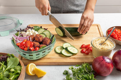 DuraGlass Food Storage Glass Lunch Bowl - Meal Prep Container with Silicone Sleeve and Airtight Lid, 5 Cup, Yucca | Leakproof glass meal prep salad bowl. BPA-free lid, silicone sleeves, great for meal prepping, food storage, and leftovers.
