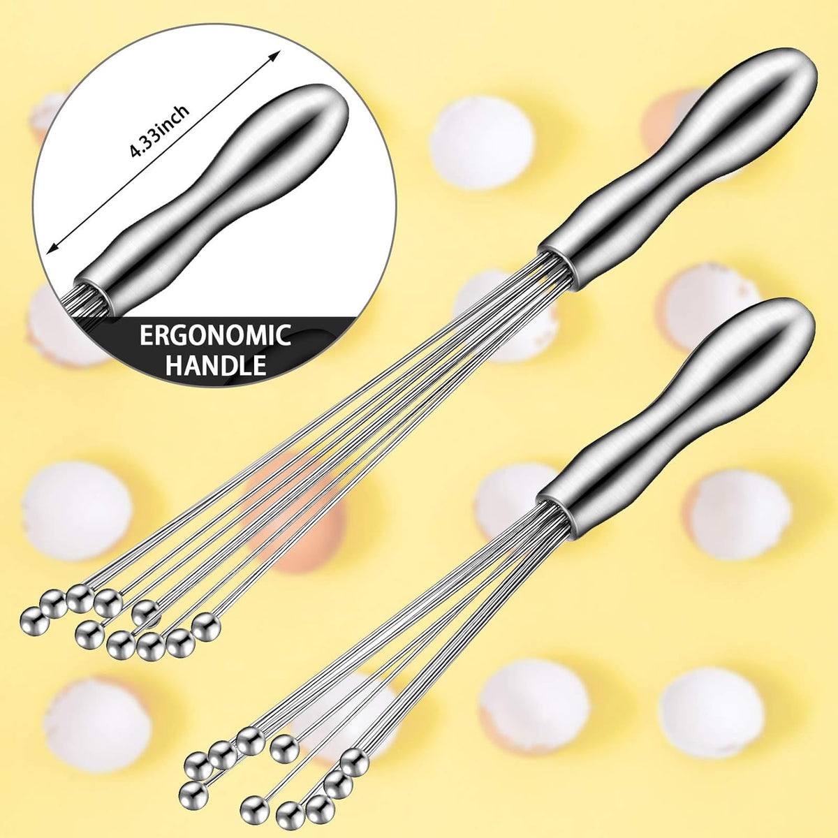 2 Pcs Ball Whisks for Cooking Stainless Steel, 10,12 Inch