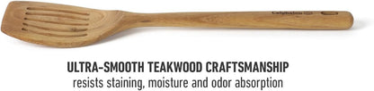 Prime Slotted Turner, 13-Inch Teak Wood Slotted Spatula, Wooden Cooking Turner for Nonstick Cookware, Heat-Resistant Moisture-Resistant Kitchen Tool