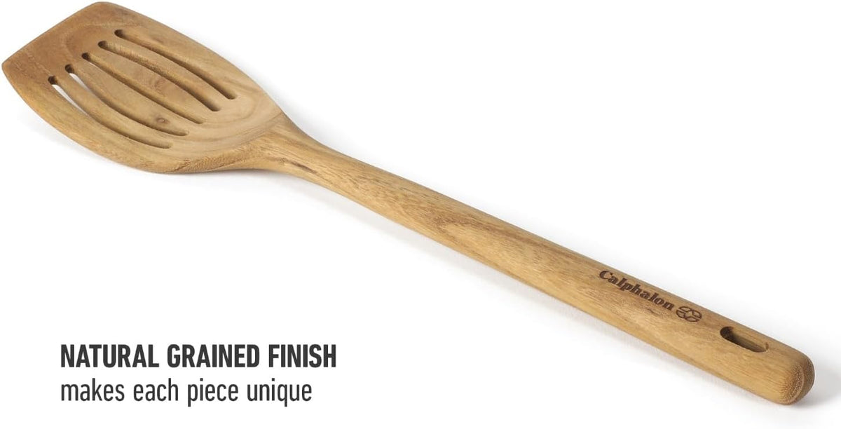 Prime Slotted Turner, 13-Inch Teak Wood Slotted Spatula, Wooden Cooking Turner for Nonstick Cookware, Heat-Resistant Moisture-Resistant Kitchen Tool