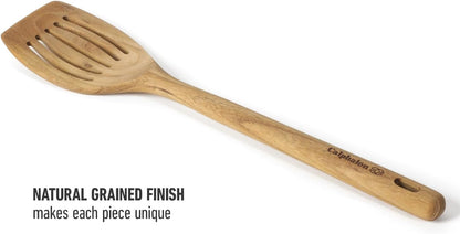 Prime Slotted Turner, 13-Inch Teak Wood Slotted Spatula, Wooden Cooking Turner for Nonstick Cookware, Heat-Resistant Moisture-Resistant Kitchen Tool