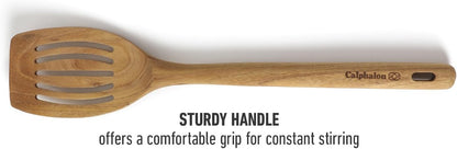 Prime Slotted Turner, 13-Inch Teak Wood Slotted Spatula, Wooden Cooking Turner for Nonstick Cookware, Heat-Resistant Moisture-Resistant Kitchen Tool