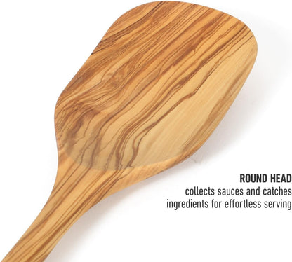 Prime Slotted Turner, 13-Inch Teak Wood Slotted Spatula, Wooden Cooking Turner for Nonstick Cookware, Heat-Resistant Moisture-Resistant Kitchen Tool