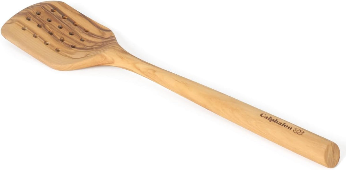 Prime Slotted Turner, 13-Inch Teak Wood Slotted Spatula, Wooden Cooking Turner for Nonstick Cookware, Heat-Resistant Moisture-Resistant Kitchen Tool