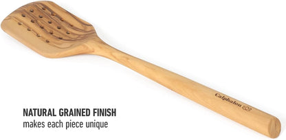 Prime Slotted Turner, 13-Inch Teak Wood Slotted Spatula, Wooden Cooking Turner for Nonstick Cookware, Heat-Resistant Moisture-Resistant Kitchen Tool