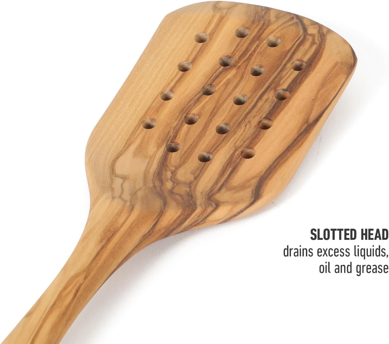 Prime Slotted Turner, 13-Inch Teak Wood Slotted Spatula, Wooden Cooking Turner for Nonstick Cookware, Heat-Resistant Moisture-Resistant Kitchen Tool