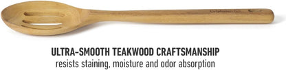 Prime Slotted Turner, 13-Inch Teak Wood Slotted Spatula, Wooden Cooking Turner for Nonstick Cookware, Heat-Resistant Moisture-Resistant Kitchen Tool