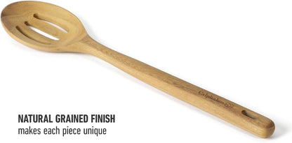 Prime Slotted Turner, 13-Inch Teak Wood Slotted Spatula, Wooden Cooking Turner for Nonstick Cookware, Heat-Resistant Moisture-Resistant Kitchen Tool