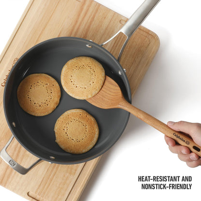 Prime Slotted Turner, 13-Inch Teak Wood Slotted Spatula, Wooden Cooking Turner for Nonstick Cookware, Heat-Resistant Moisture-Resistant Kitchen Tool
