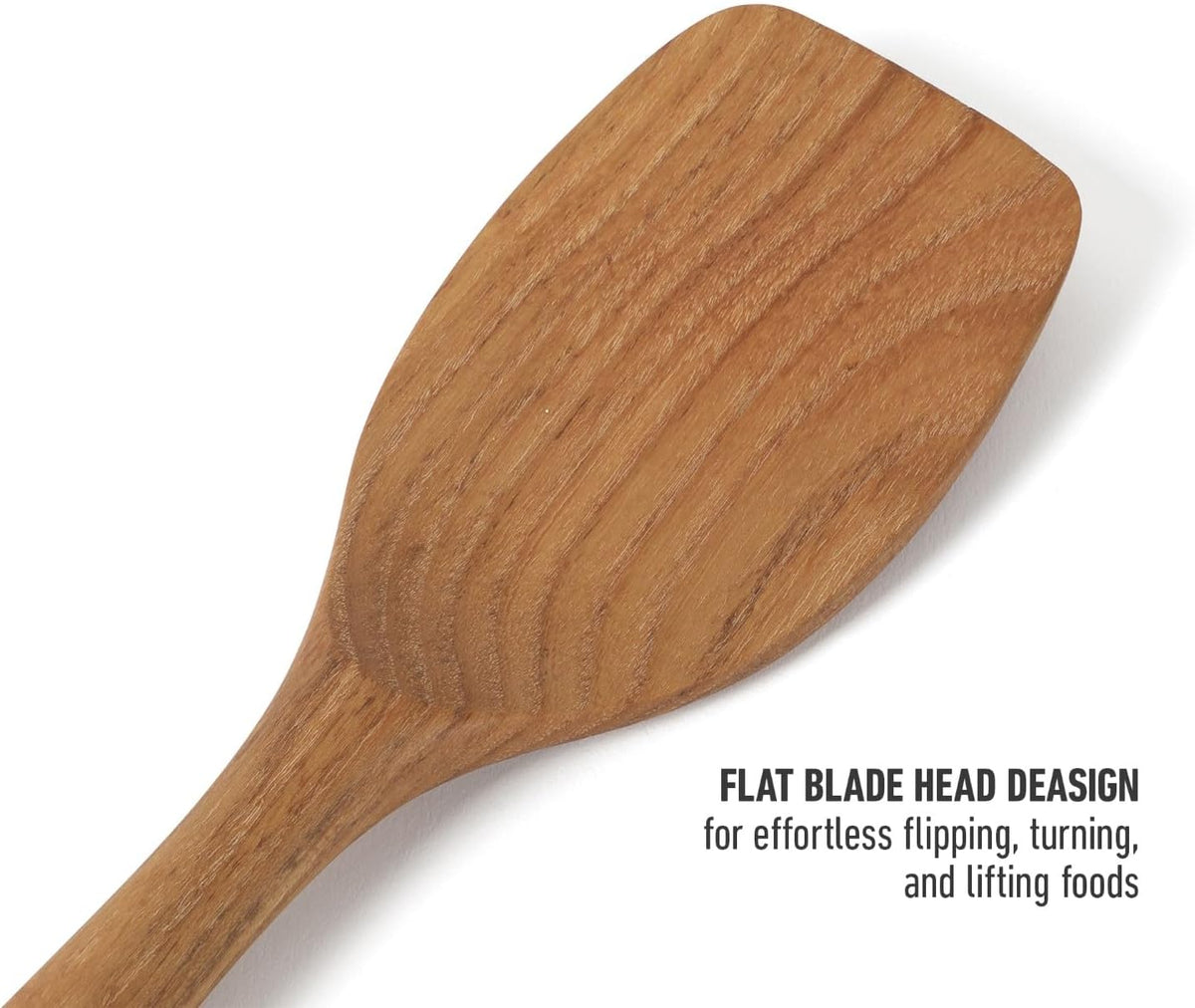 Prime Slotted Turner, 13-Inch Teak Wood Slotted Spatula, Wooden Cooking Turner for Nonstick Cookware, Heat-Resistant Moisture-Resistant Kitchen Tool