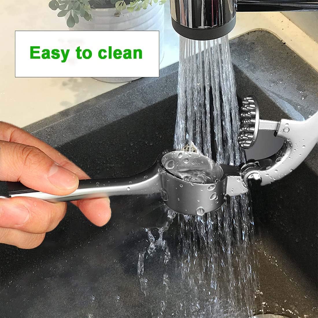 Garlic Press, Metal Garlic Crusher Mincer for Garlic & Nuts with Pearl Nickel Color, Professional Garlic Ginger Press Tool in Kitchen from , Easy to Squeeze and Dishwasher Safe