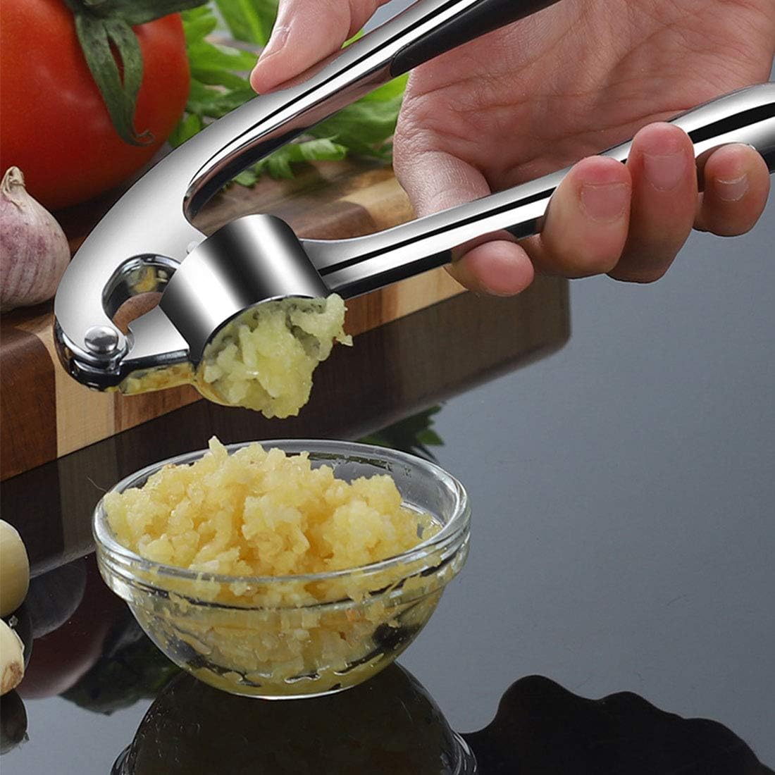 Garlic Press, Metal Garlic Crusher Mincer for Garlic & Nuts with Pearl Nickel Color, Professional Garlic Ginger Press Tool in Kitchen from , Easy to Squeeze and Dishwasher Safe