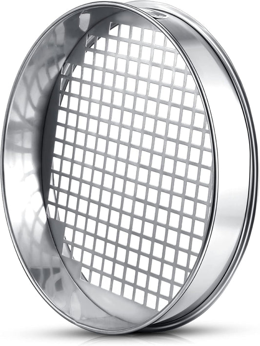 Youyole 11.81 Inch Soil Sifter Sieve for Gardening Sand Garden Dirt Sifter for Rocks Stainless Steel Soil Riddle Sieve Mesh Filter Compost Screen 12.5 mm in Hole Size Bonsai Gardening Tool