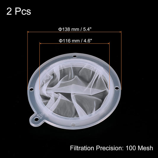 5.4" O.D. Food Filter Strainer, 2 Pack 100 Mesh Kitchen Mesh Filters Strainers Fine Mesh Sieve for Juice, Coffee, Soy Milk Filtration, White