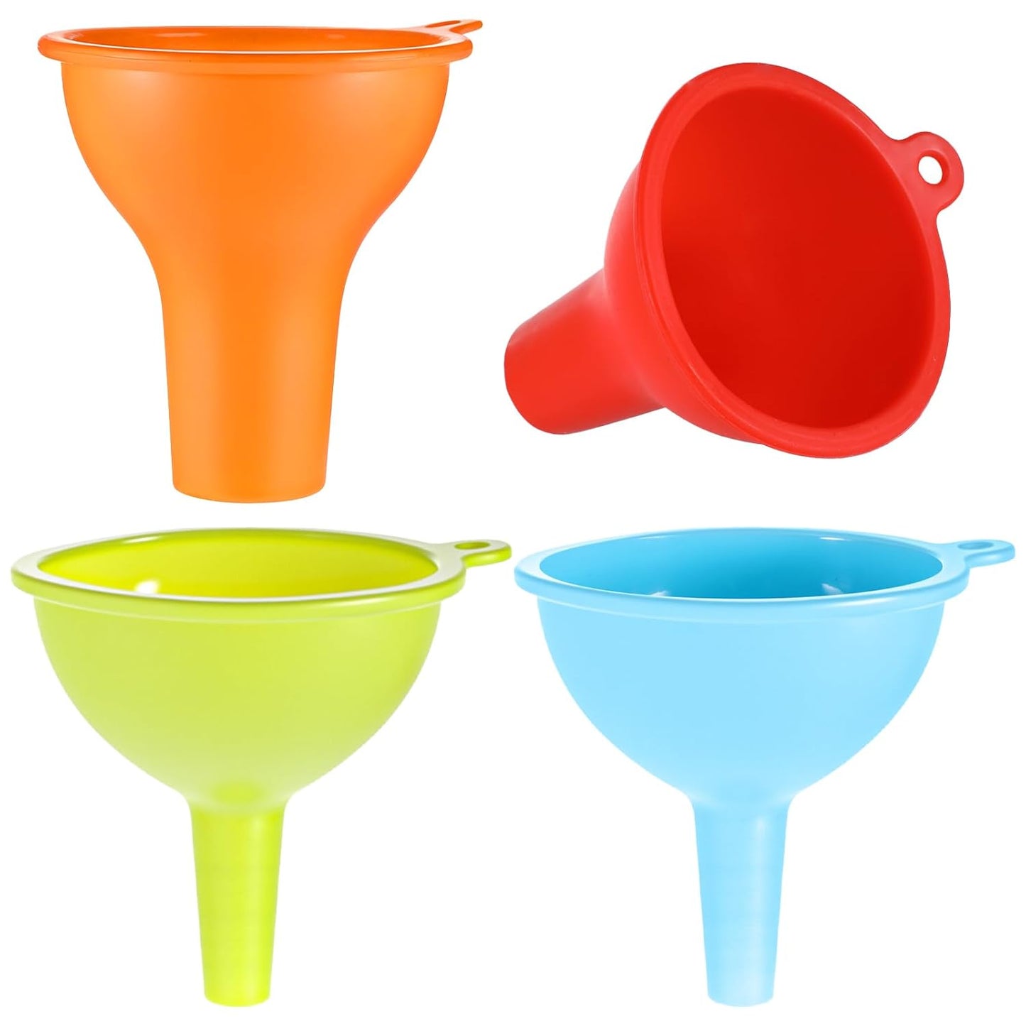 4 Pcs Silicone Kitchen Funnels - Flexible Condiment Sauce Canning Wide Mouth Funnel - Funnels for Kitchen Use Filling Bottles Jars Cans Powder Liquid Spices