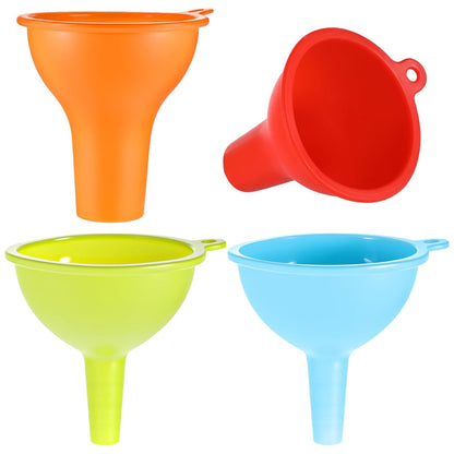 4 Pcs Silicone Kitchen Funnels - Flexible Condiment Sauce Canning Wide Mouth Funnel - Funnels for Kitchen Use Filling Bottles Jars Cans Powder Liquid Spices