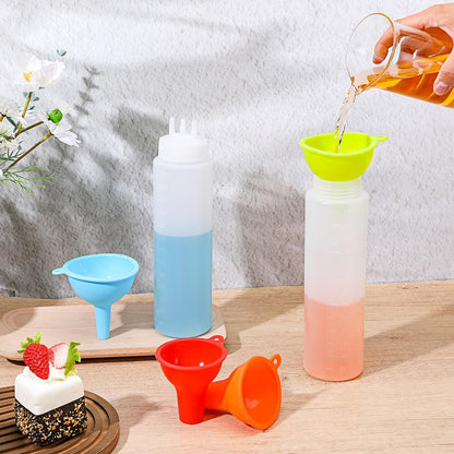 4 Pcs Silicone Kitchen Funnels - Flexible Condiment Sauce Canning Wide Mouth Funnel - Funnels for Kitchen Use Filling Bottles Jars Cans Powder Liquid Spices