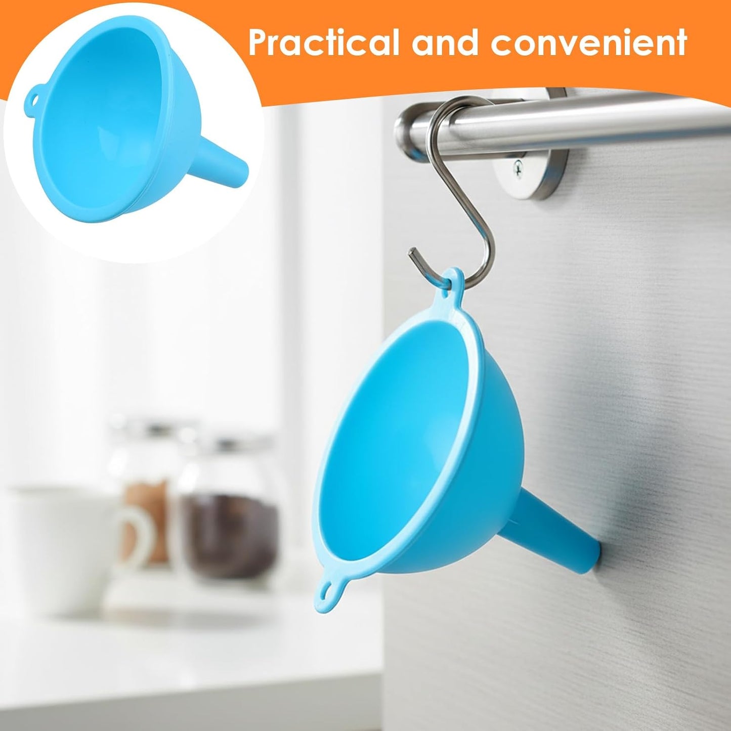 4 Pcs Silicone Kitchen Funnels - Flexible Condiment Sauce Canning Wide Mouth Funnel - Funnels for Kitchen Use Filling Bottles Jars Cans Powder Liquid Spices