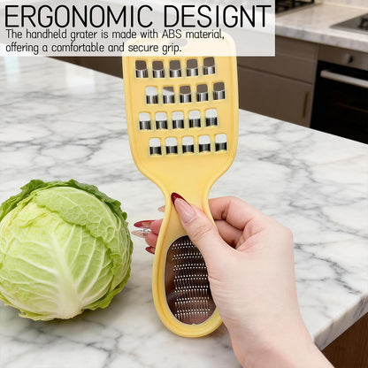 2 in 1 Vegetable Grater Handheld - Stainless Steel Coarse Grater and Cabbage Shredder, Ideal for Ginger, Garlic, Cheese, Potato, Carrot - Kitchen Slicer and Food Prep Tool