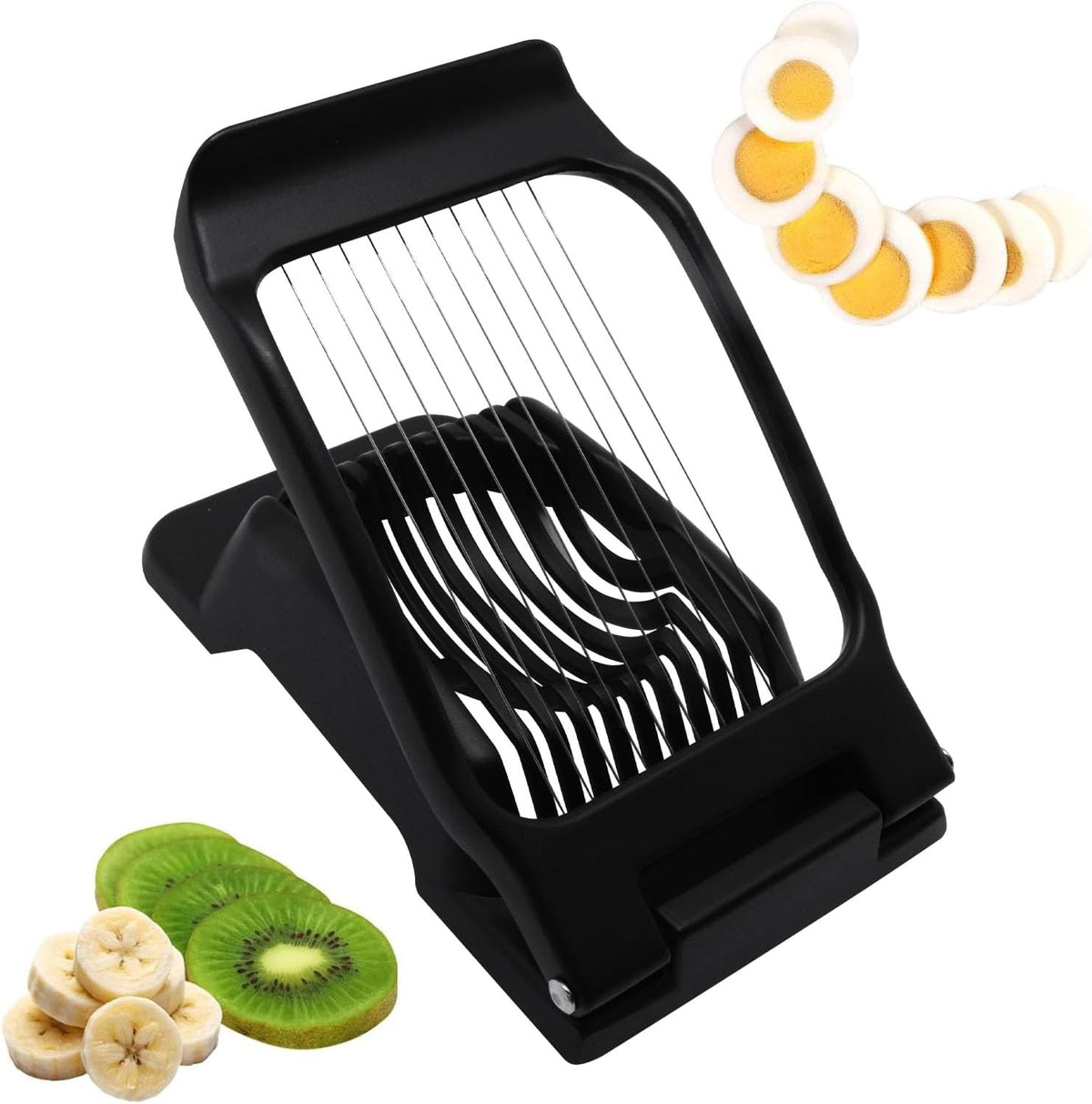 Egg Slicer for Hard Boiled Eggs, Food Slicer with 14 Stainless Steel Wires, Heavy Duty Hard Boiled Egg Cutter, Spam Slicer for Soft Fruit Strawberry Luncheon Meat Home Use (1Pcs, White)