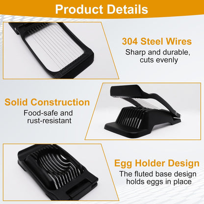 Egg Slicer for Hard Boiled Eggs, Food Slicer with 14 Stainless Steel Wires, Heavy Duty Hard Boiled Egg Cutter, Spam Slicer for Soft Fruit Strawberry Luncheon Meat Home Use (1Pcs, White)