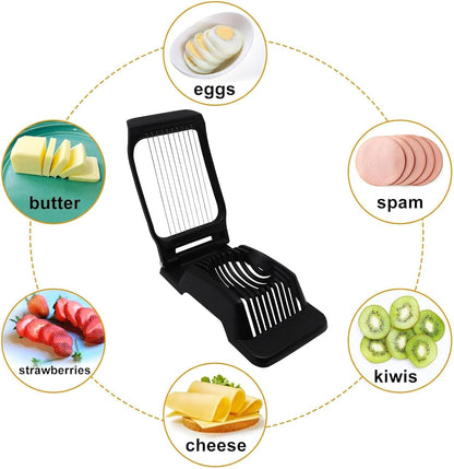 Egg Slicer for Hard Boiled Eggs, Food Slicer with 14 Stainless Steel Wires, Heavy Duty Hard Boiled Egg Cutter, Spam Slicer for Soft Fruit Strawberry Luncheon Meat Home Use (1Pcs, White)