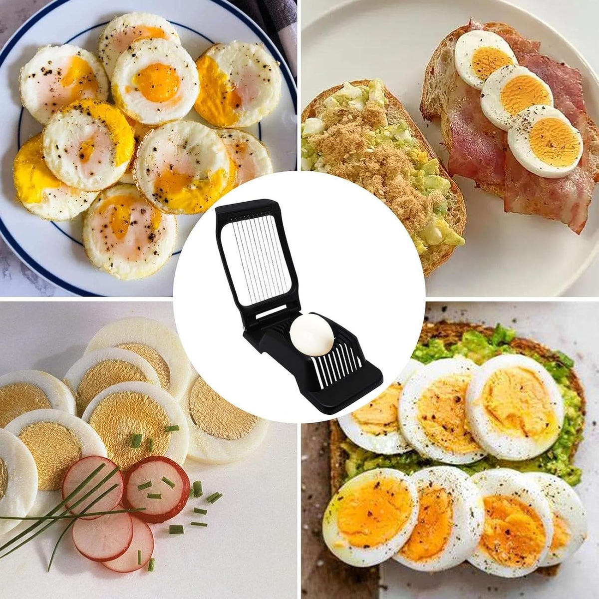 Egg Slicer for Hard Boiled Eggs, Food Slicer with 14 Stainless Steel Wires, Heavy Duty Hard Boiled Egg Cutter, Spam Slicer for Soft Fruit Strawberry Luncheon Meat Home Use (1Pcs, White)