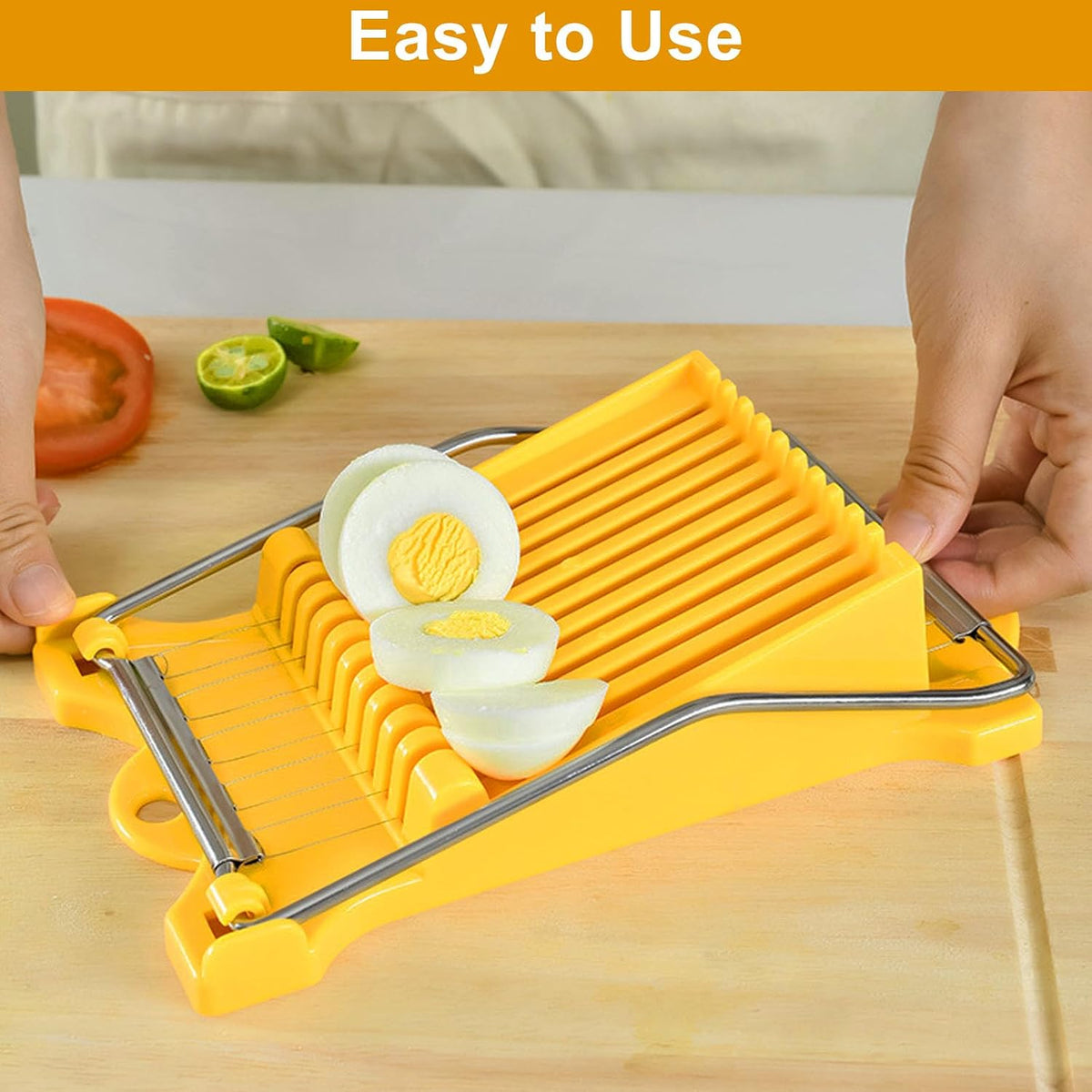 Egg Slicer for Hard Boiled Eggs, Food Slicer with 14 Stainless Steel Wires, Heavy Duty Hard Boiled Egg Cutter, Spam Slicer for Soft Fruit Strawberry Luncheon Meat Home Use (1Pcs, White)
