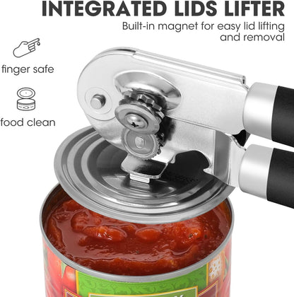 Hand Held Can Opener Manual with Magnet for Home Kitchen, Black