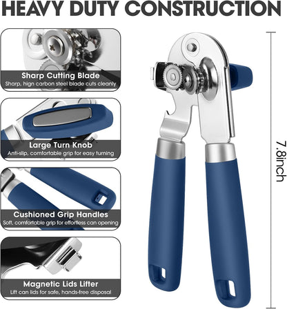 Hand Held Can Opener Manual with Magnet for Home Kitchen, Black