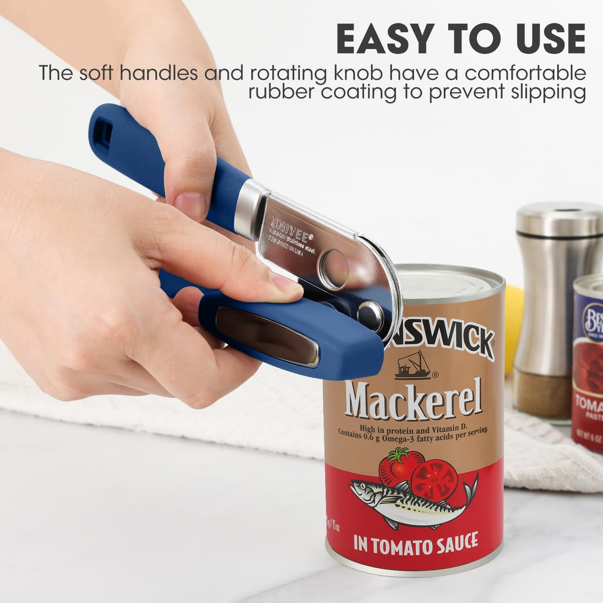 Hand Held Can Opener Manual with Magnet for Home Kitchen, Black