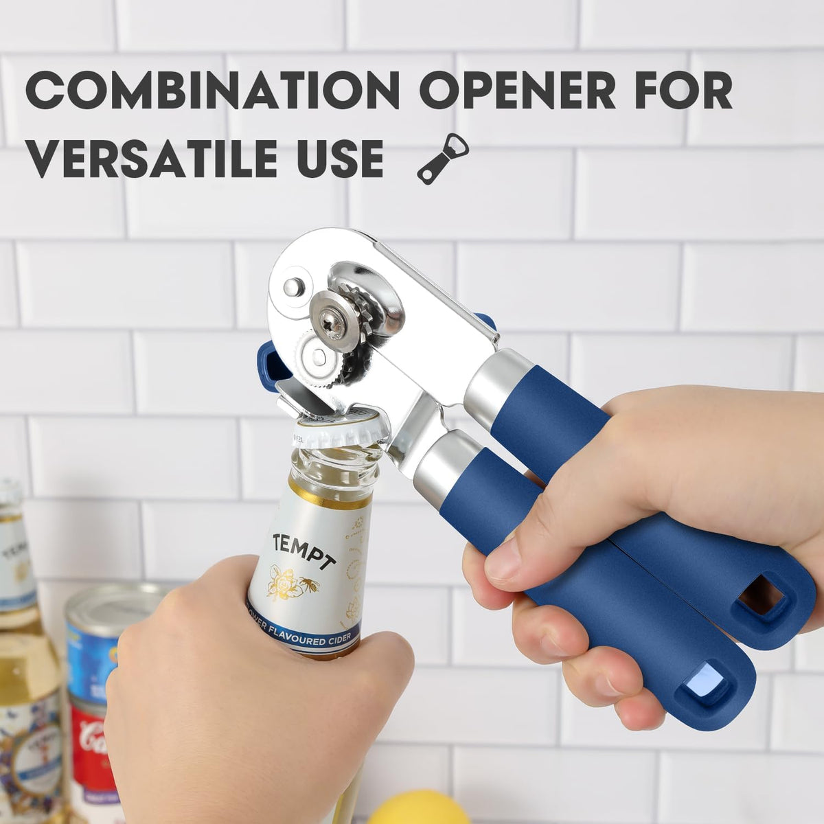 Hand Held Can Opener Manual with Magnet for Home Kitchen, Black