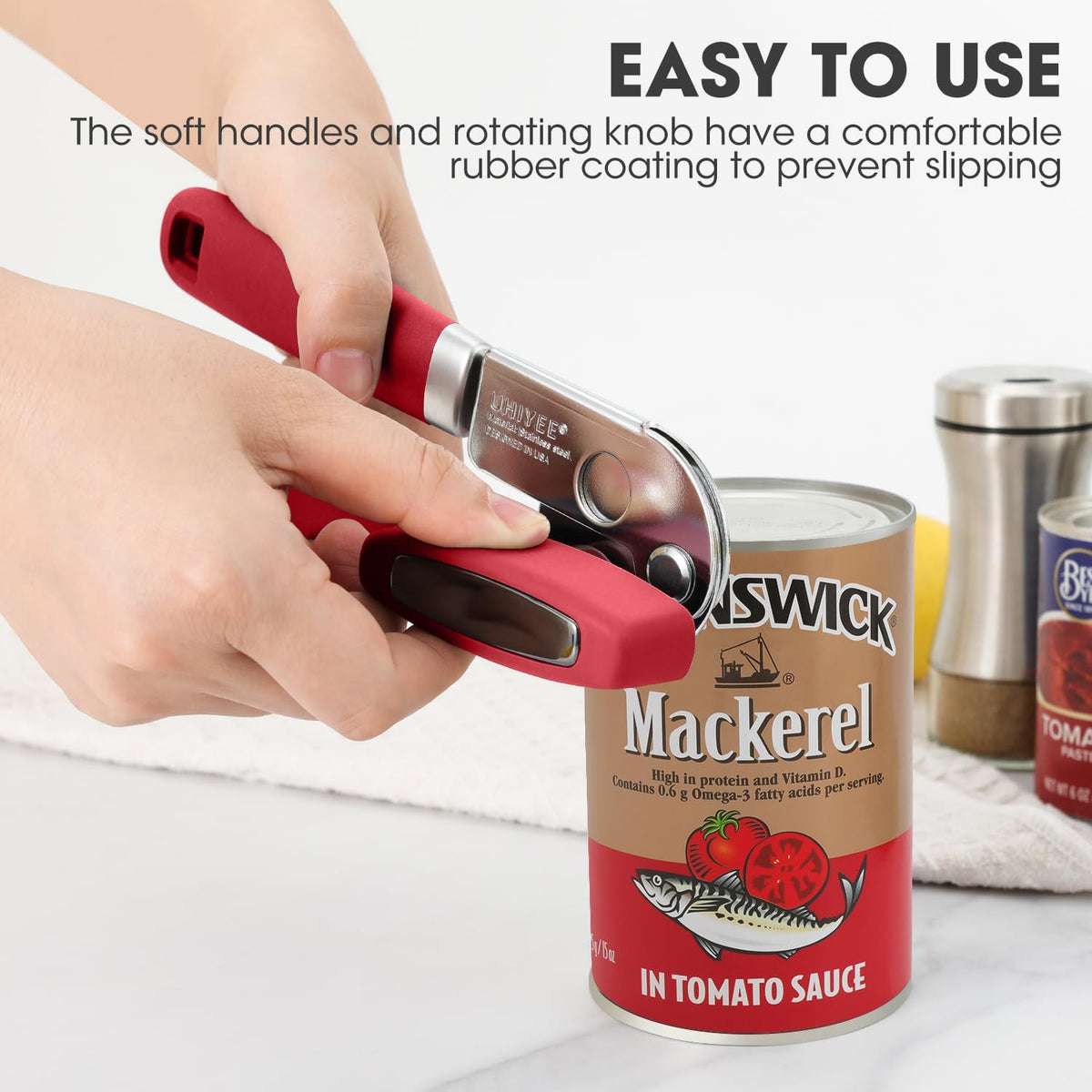 Hand Held Can Opener Manual with Magnet for Home Kitchen, Black