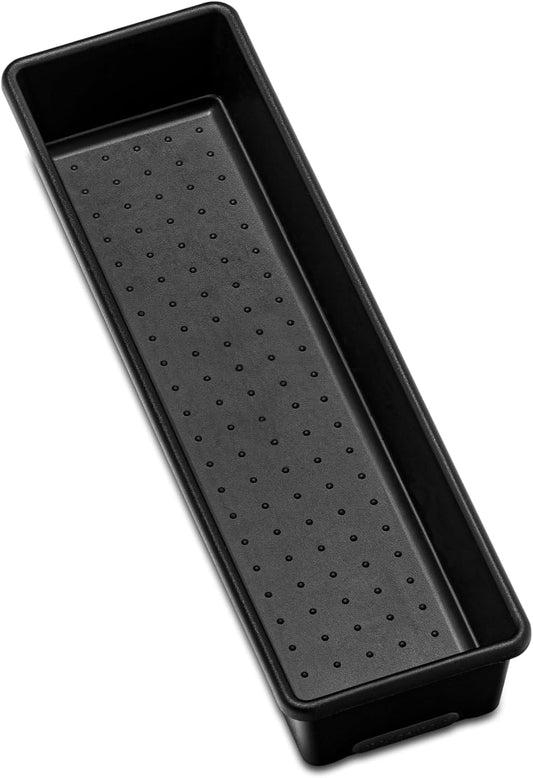 Classic 13 x 4 Long Storage Bin, Carbon | non slip feet, rounded corners, open compartment, soft grip lining, utensils tools supplies, office craft items, woman owned