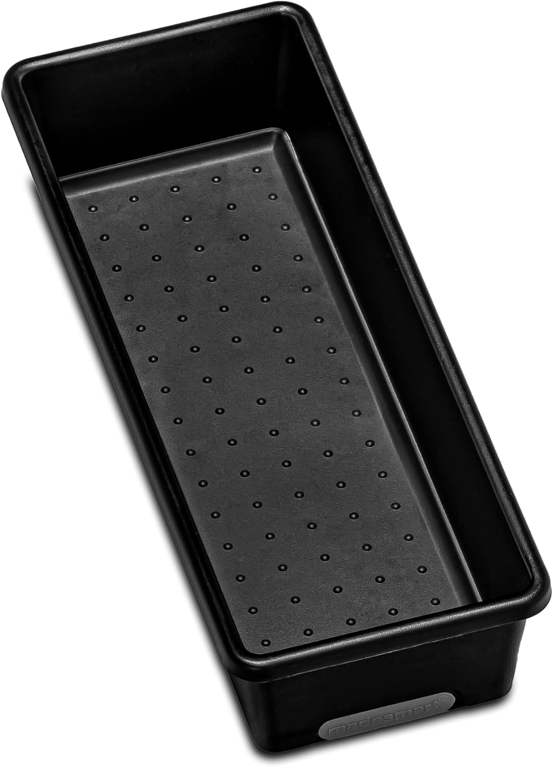 Classic 13 x 4 Long Storage Bin, Carbon | non slip feet, rounded corners, open compartment, soft grip lining, utensils tools supplies, office craft items, woman owned