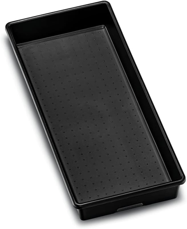 Classic 13 x 4 Long Storage Bin, Carbon | non slip feet, rounded corners, open compartment, soft grip lining, utensils tools supplies, office craft items, woman owned