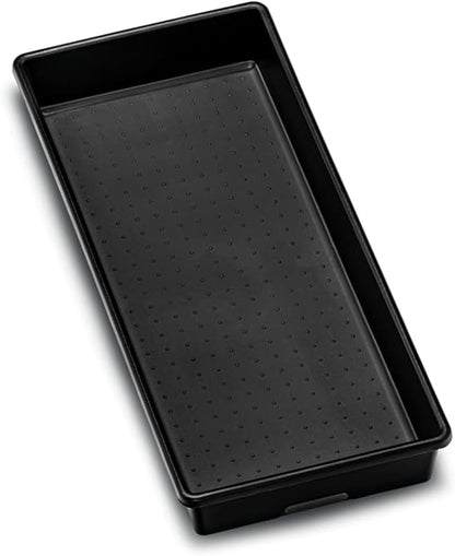 Classic 13 x 4 Long Storage Bin, Carbon | non slip feet, rounded corners, open compartment, soft grip lining, utensils tools supplies, office craft items, woman owned
