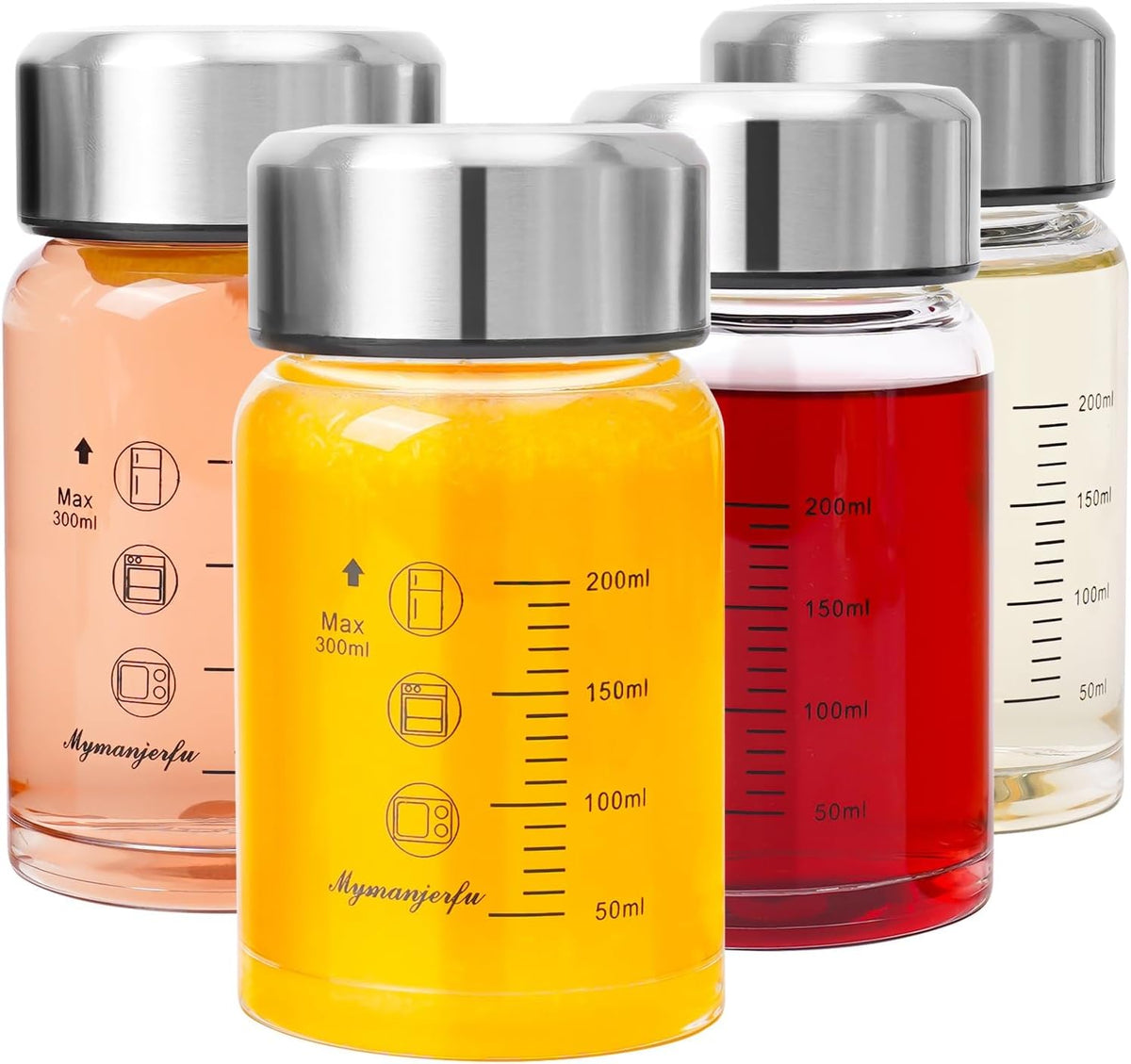 Glass Juice Bottles 16 oz - Wide Mouth Glass Water Bottles with Lids - for Juicing, Smoothies, Milk, Protein, BPA Free, Reusable, Stainless Steel Lids, Leak Proof, Shaker bottle (500 ml)
