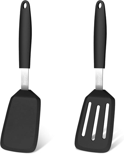 2 Pack Silicone Spatula Set, Heat Resistant, for Nonstick Cookware