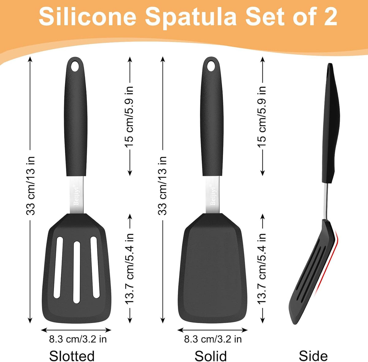 2 Pack Silicone Spatula Set, Heat Resistant, for Nonstick Cookware