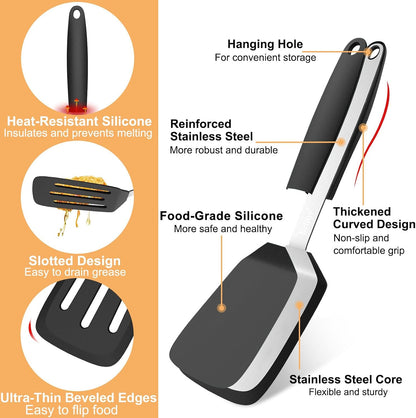 2 Pack Silicone Spatula Set, Heat Resistant, for Nonstick Cookware