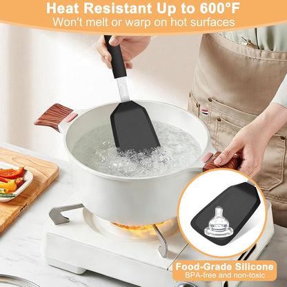 2 Pack Silicone Spatula Set, Heat Resistant, for Nonstick Cookware