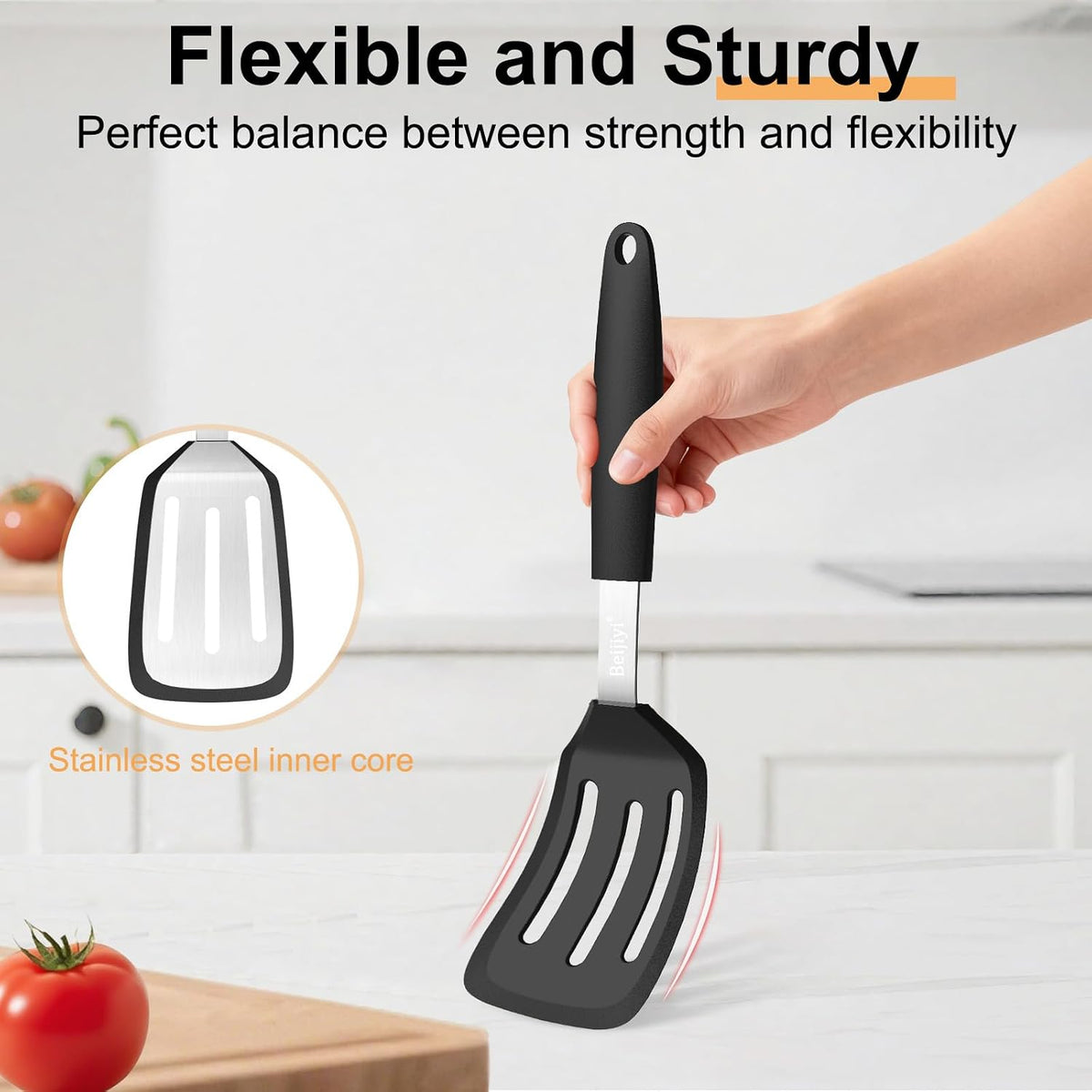 2 Pack Silicone Spatula Set, Heat Resistant, for Nonstick Cookware