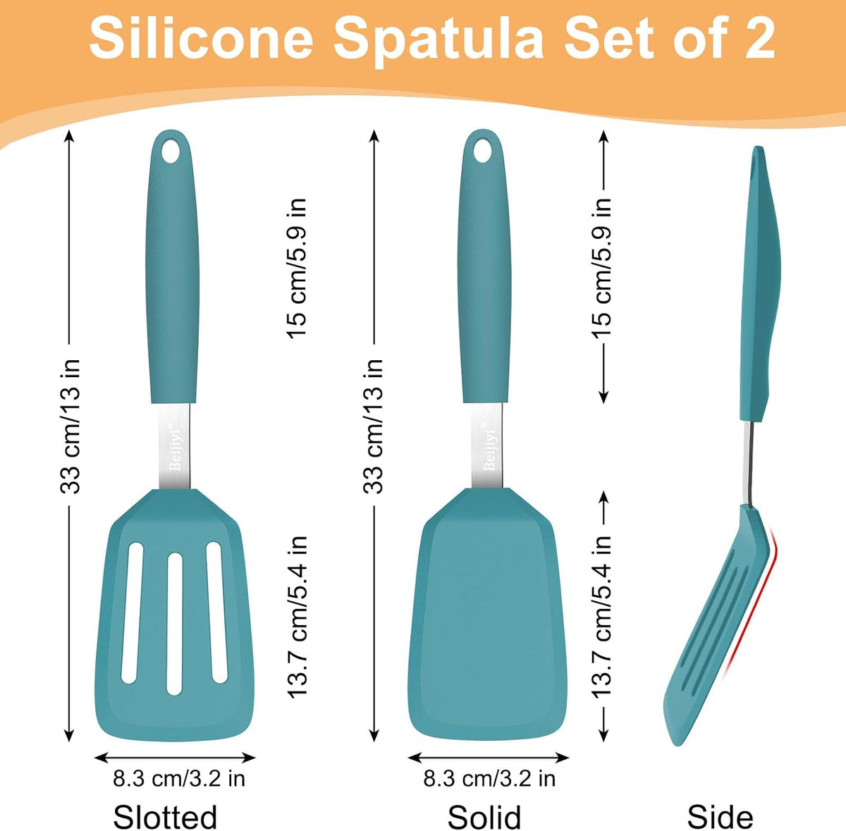 2 Pack Silicone Spatula Set, Heat Resistant, for Nonstick Cookware