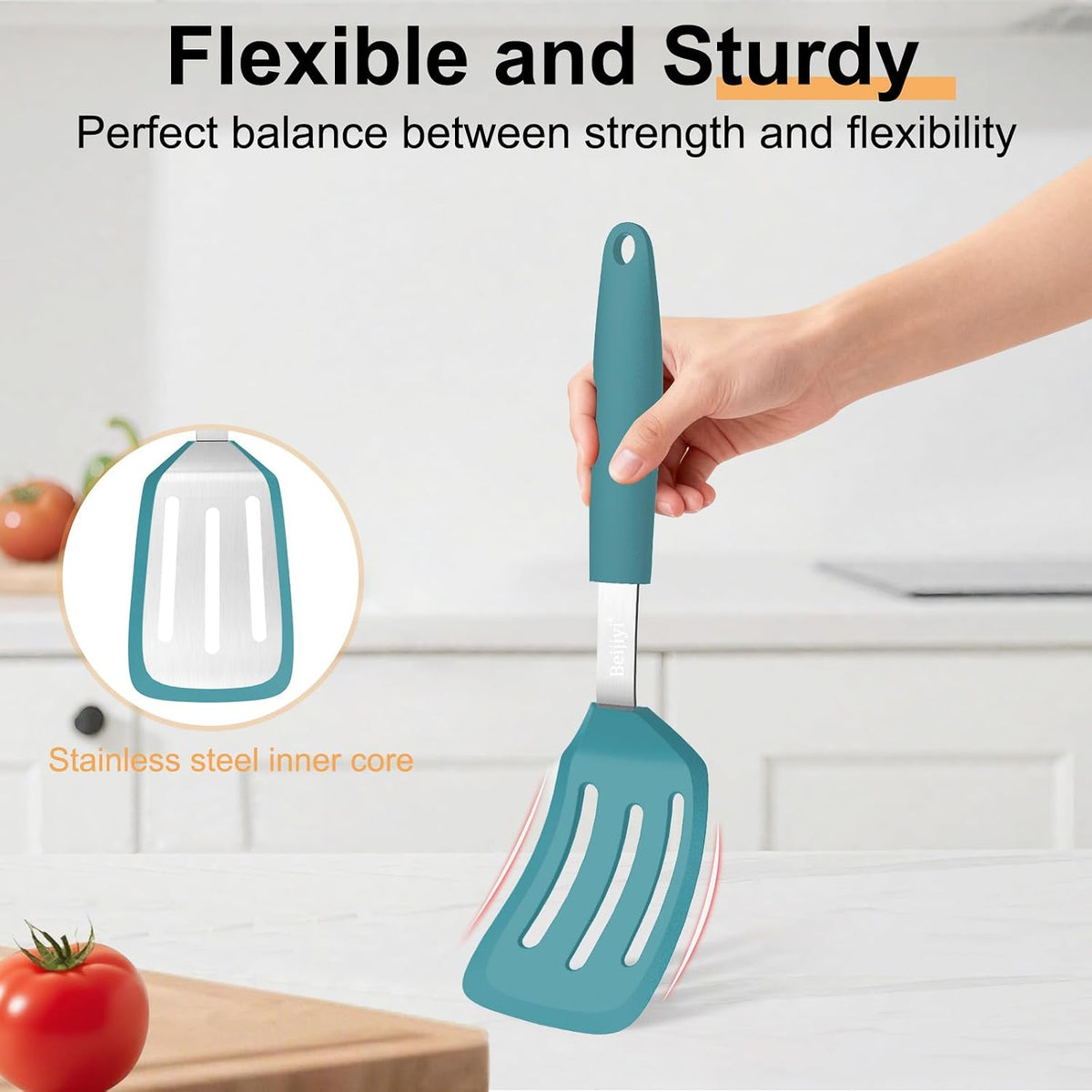2 Pack Silicone Spatula Set, Heat Resistant, for Nonstick Cookware